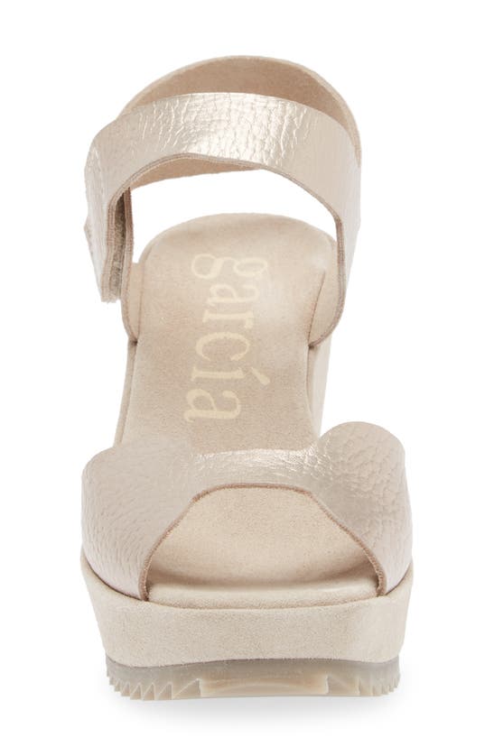 Shop Pedro Garcia Fama Platform Wedge Sandal In White Gold Cervo Lame