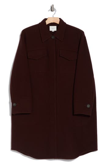 Vince Double Pocket Wool Blend Coat In Hickory