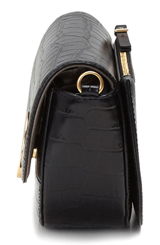 Oryany Lottie Saddle Moc-croc Crossbody Bag In Black