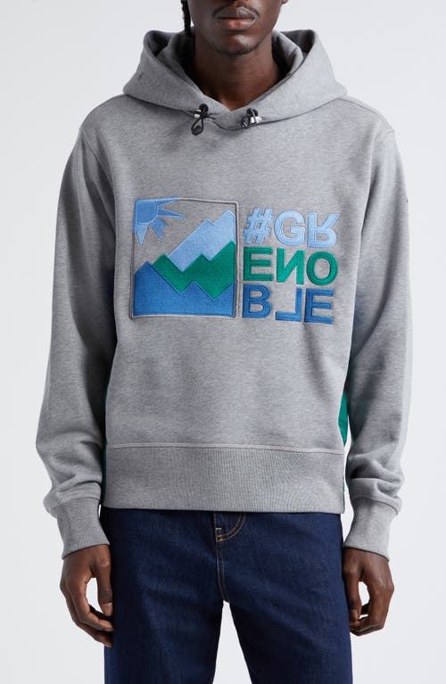 Day-Namic Logo Patch Mixed Media Hoodie in Grey