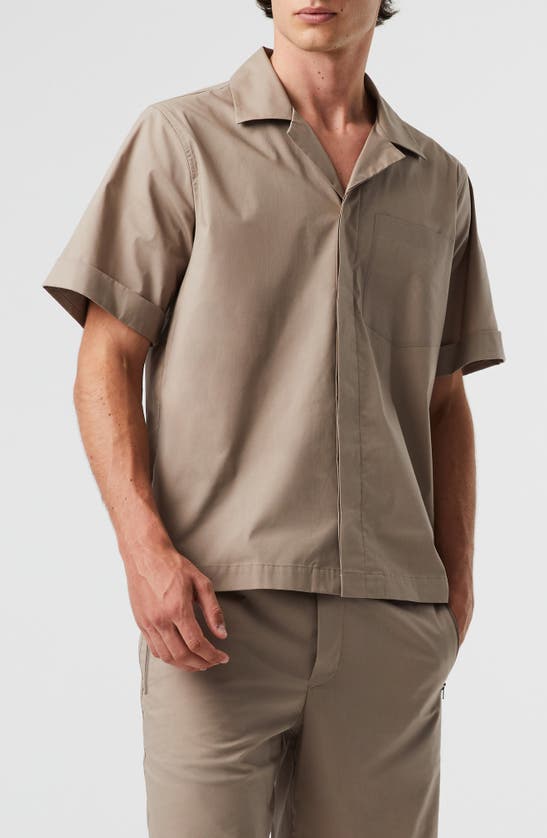 Shop Alphatauri Welsh Short Sleeve Button-up Shirt In Mud