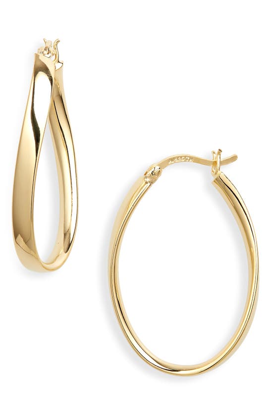 Shop Argento Vivo Sterling Silver Oval Open Hoop Earrings In Gold