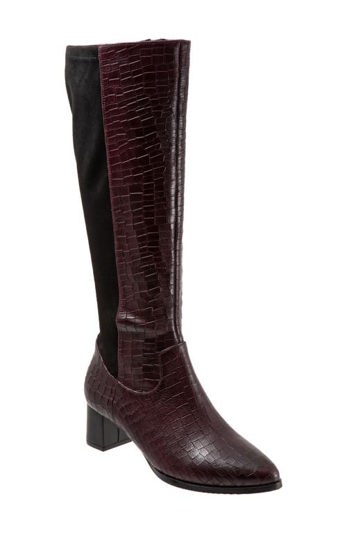 Trotters Kirby Knee High Boot In Wine Leather/microfiber