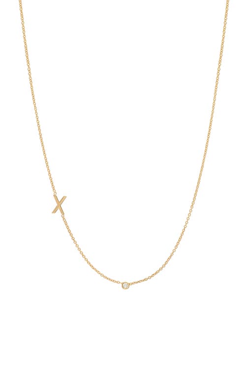 BYCHARI Asymmetric Initial & Diamond Pendant Necklace in 14K Yellow Gold-N