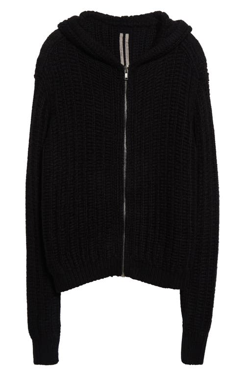 Shop Rick Owens Hooded Cashmere & Silk Zip Cardigan In Black