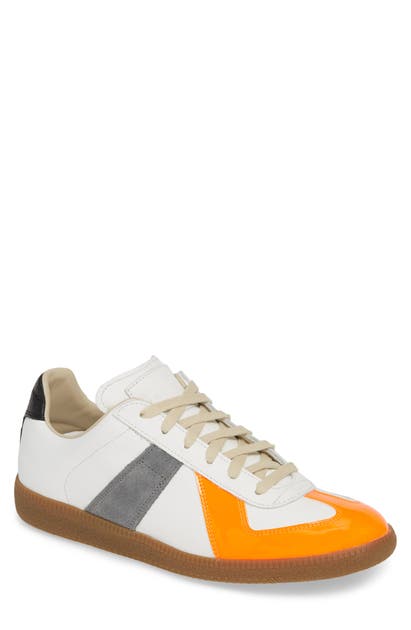Mm6 Maison Margiela Maison Margiela Replica Low Top Sneaker In White/ Orange
