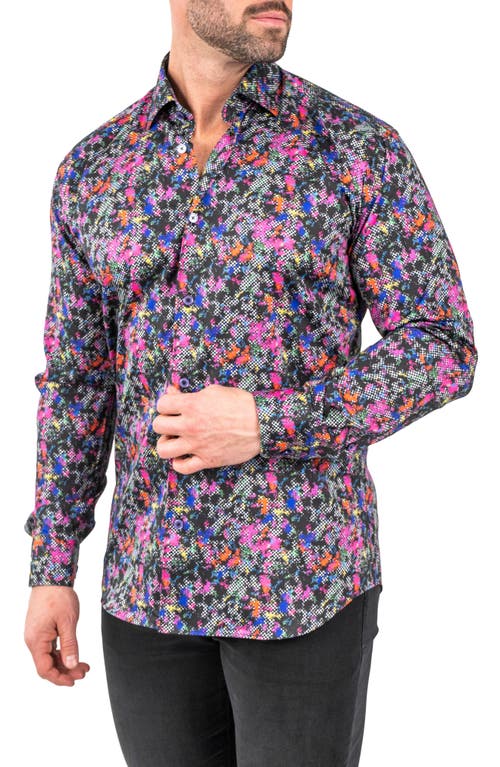 Maceoo Fibonacci Nineties Black Contemporary Fit Button-up Shirt In Black