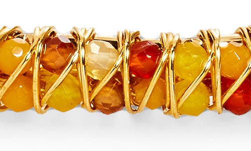 Shop Gas Bijoux Lyre Semiprecious Stone Bangle In Gold Orange Red