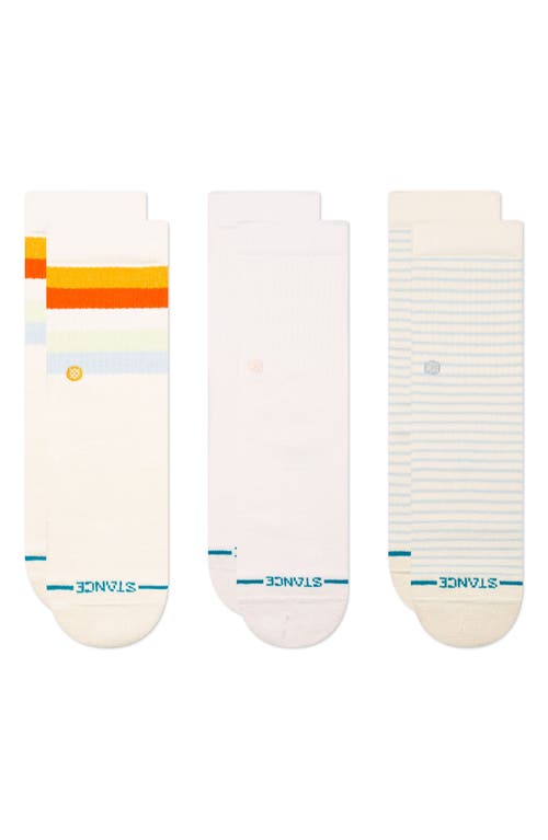 Shop Stance Kids' Malibu Stripe Assorted 3-pack Crew Socks In Canvas