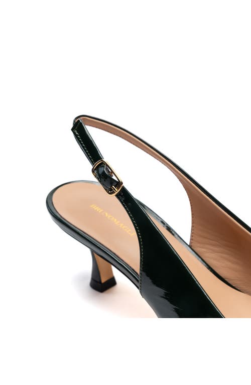Bruno Magli Palerma Pointed Toe Kitten Heel Slingback Pump In Emerald Patent