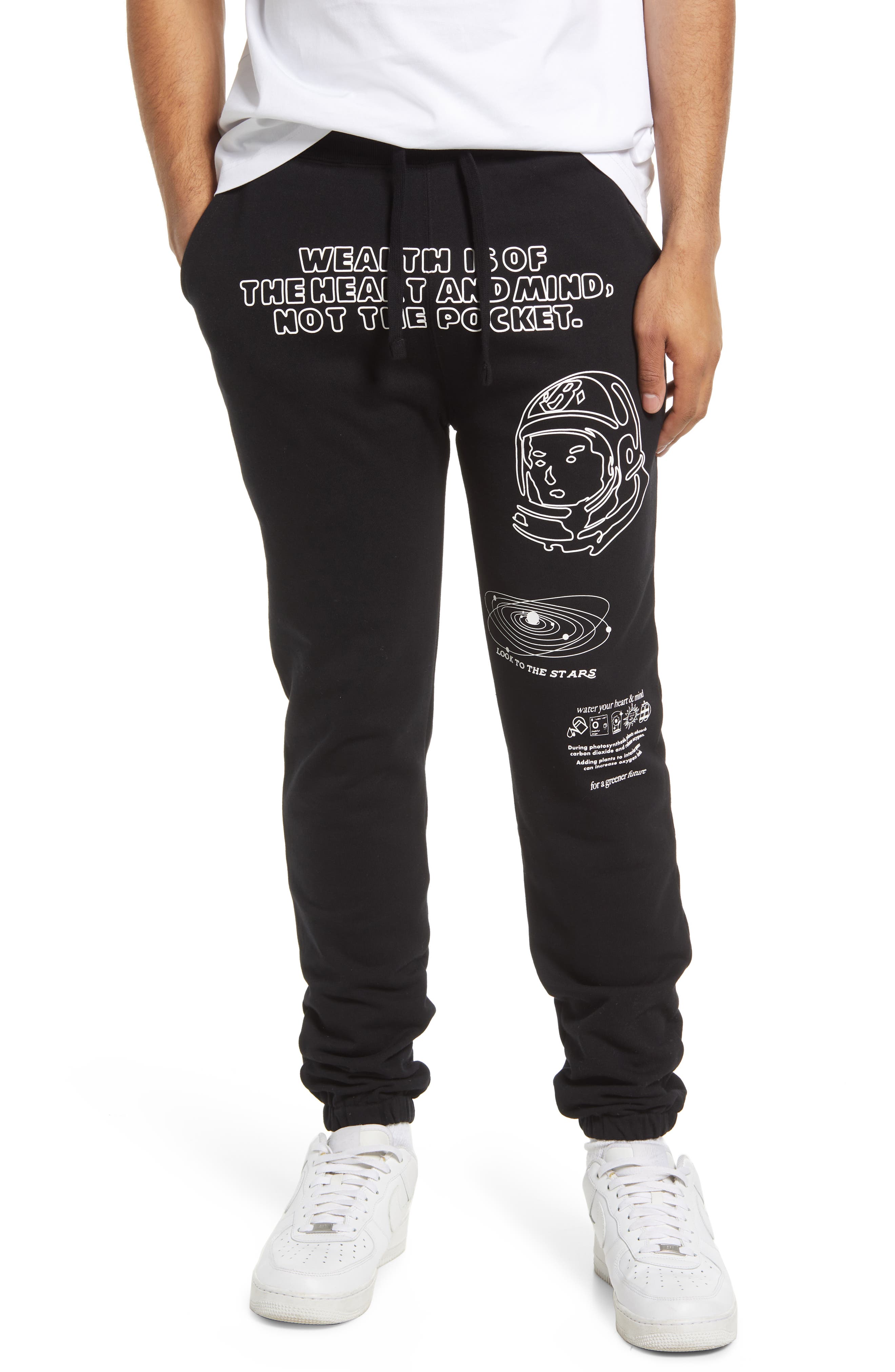 joggers with writing on them