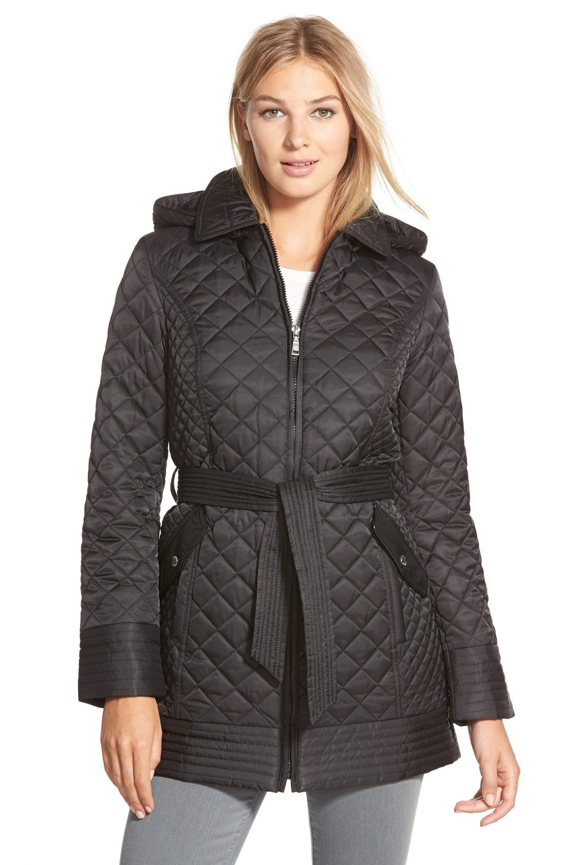 Laundry By Design Belted Hooded Quilted Coat | Nordstrom