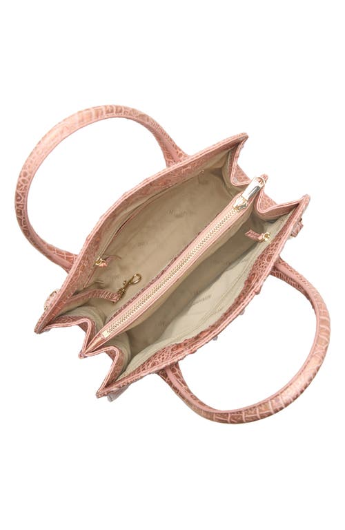 Brahmin Rosetta Croc Embossed Leather Satchel In Rose Gold