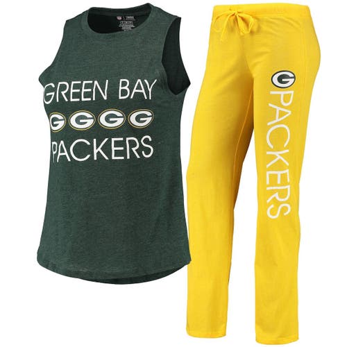 Women's Concepts Sport Green/Gold Green Bay Packers Plus Size Meter Tank Top and Pants Sleep Set