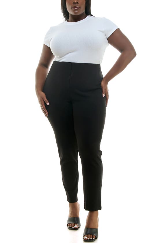 Shop Nina Leonard High Waist Tech Crepe Leggings In Black