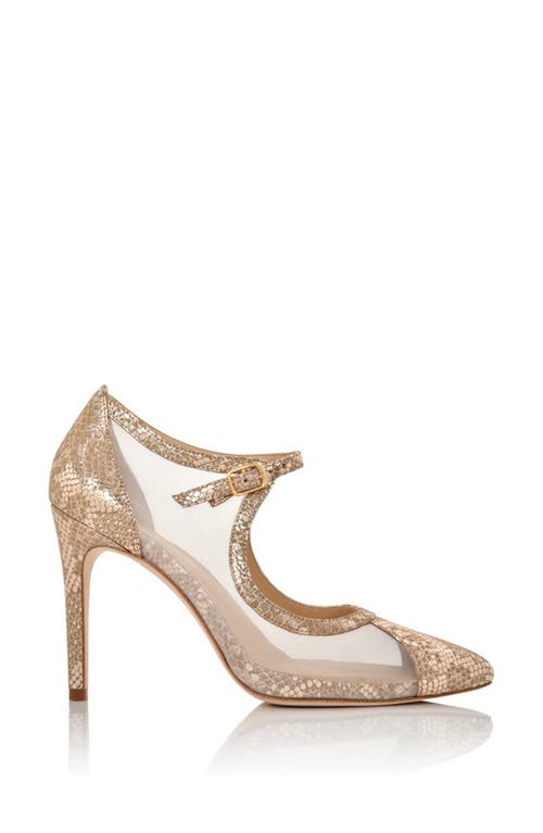 Joan Oloff Rebecca Mesh Pump In Champagne Metallic/mesh