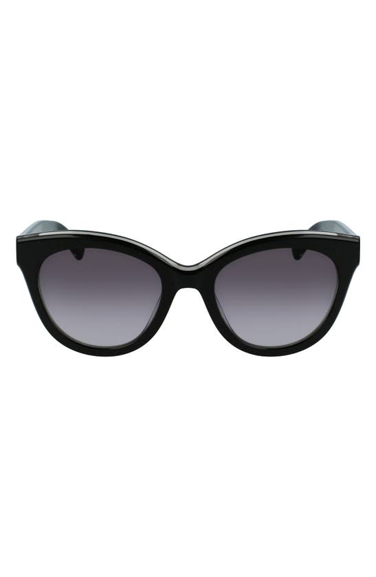 Longchamp Lgp Monogram 54mm Cat Eye Sunglasses In Black