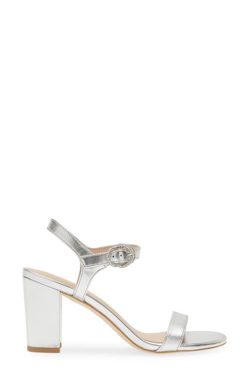 Stuart Weitzman Crystal 75 Leather Block Sandal In Museline