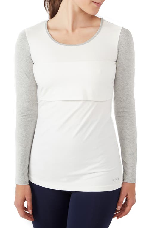 Modern Eternity Maternity/nursing Tee In Eggshell/greymix Melange