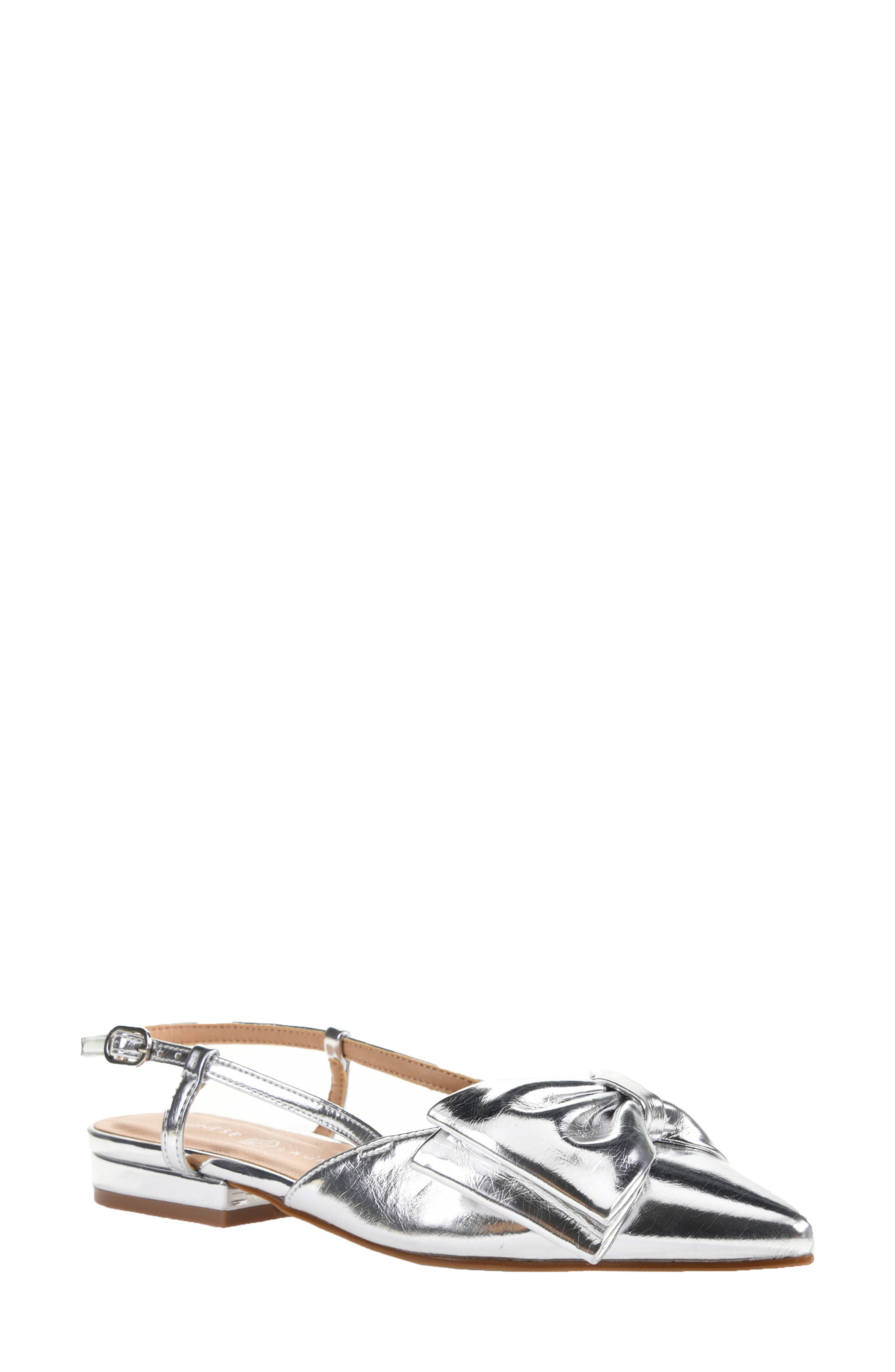 Chinese Laundry Harmony Slingback Pointed Toe Flat in Silver 