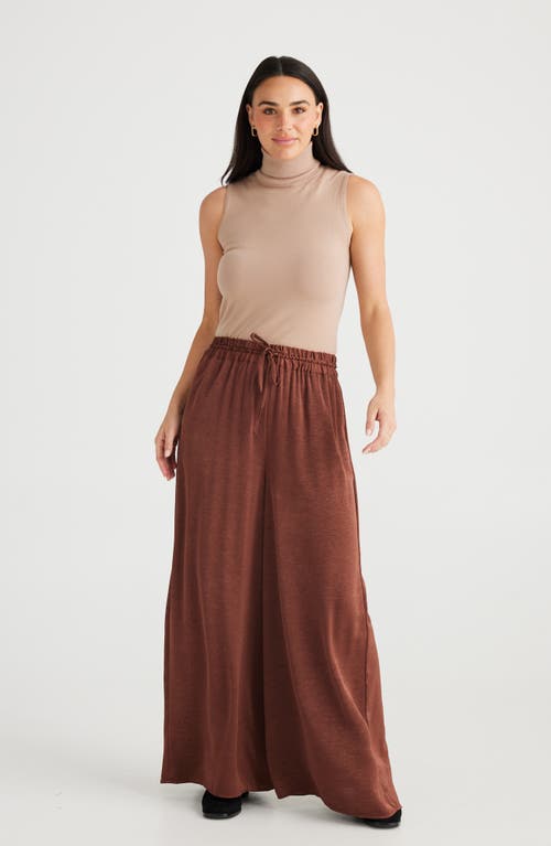 Shop Brave + True Brave+true Liza Wide Leg Damask Pants In Cocoa