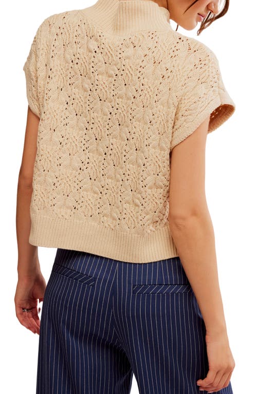 Shop Free People Vickie Mock Neck Cable Stitch Sweater In Macadamia