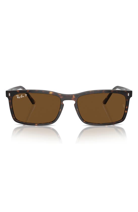 Shop Ray Ban Ray-ban 56mm Polarized Rectangular Sunglasses In Havana