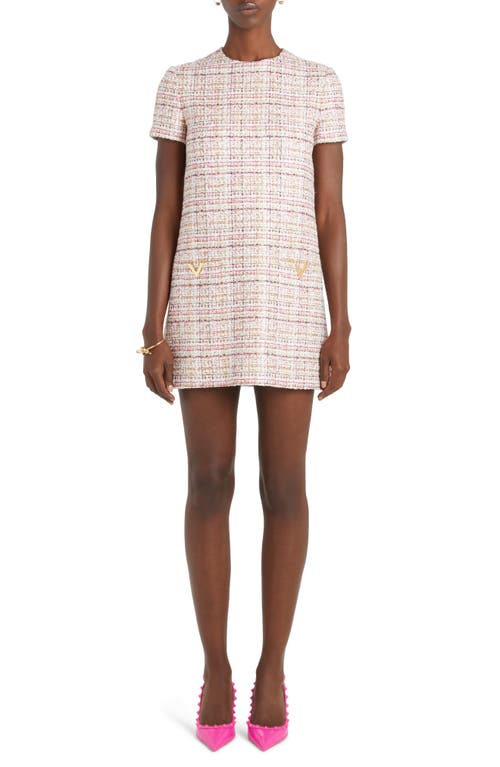 Valentino Garavani Logo Detail Metallic Tweed Minidress Multicolor Lurex at Nordstrom, Us