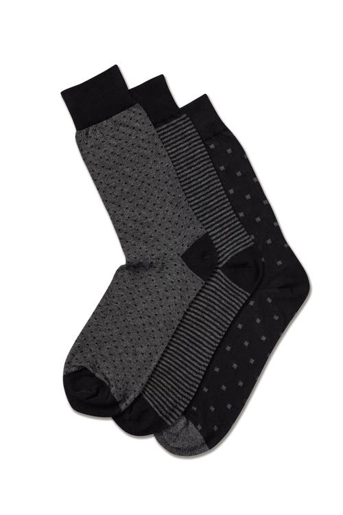 Charles Tyrwhitt Cotton Rich 3 Pack Socks in Black & Grey at Nordstrom