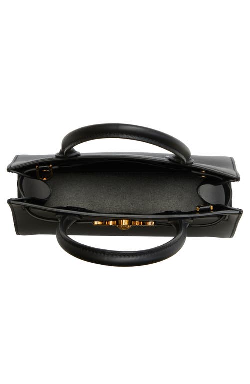 Versace Medusa Small Belted Leather Tote In Black- Gold