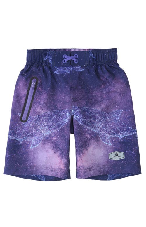 Rokka&rolla Kids' 4-way Stretch Quick-dry Swim Trunks With Mesh Lining And Upf 50+ Protection In Astral Shark