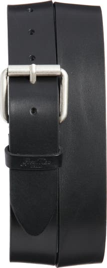 Black Pebbled Leather Belt, Signature Buckle (Shiny Silver