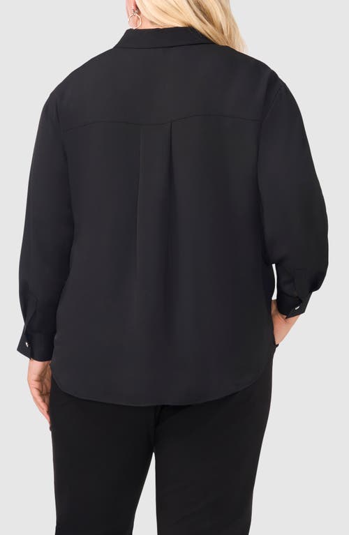 Shop Halogenr Halogen(r) Embellished Placket Button-up Shirt In Rich Black