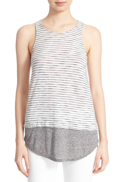 Vince Mixed Media Tank in Optic White/Black at Nordstrom, Size X-Small