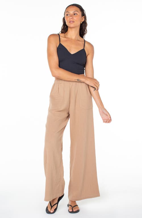 Shop Roxy What A Vibe Wide Leg Organic Cotton Gauze Pants In Amphora