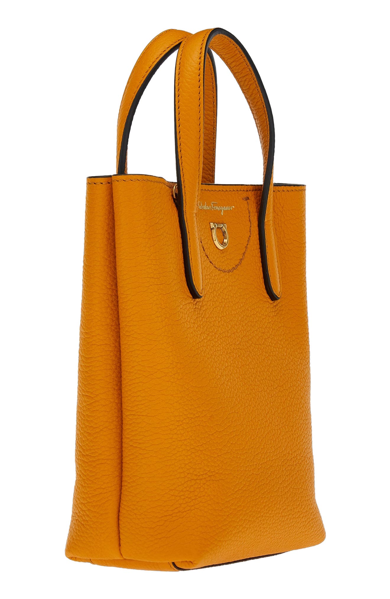 Ferragamo Leather Gancini Tote Bag in Orange Womens Bags Tote bags 