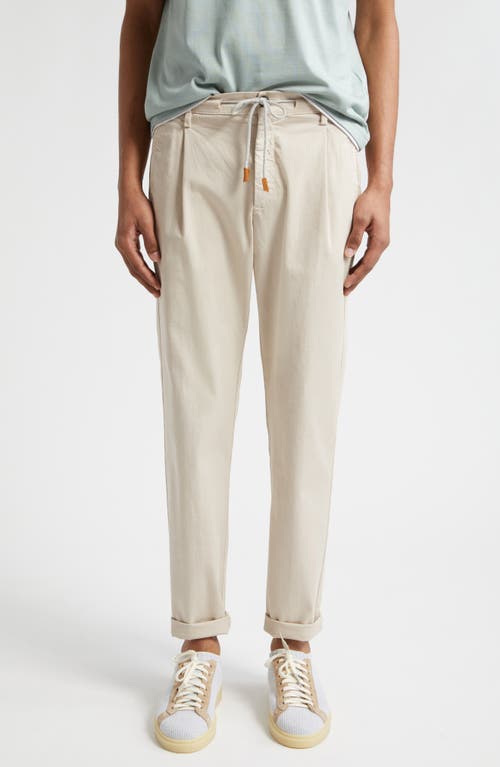 Eleventy Drawstring Waist Stretch Cotton Pants Taupe at Nordstrom,