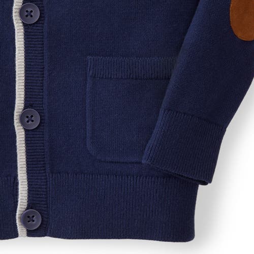 Shop Hope & Henry Baby Boys' Organic Tipped Cardigan With Elbow Patches, Infant In Navy