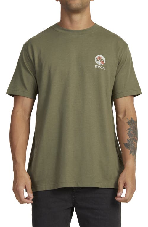 Drawn In Organic Cotton Graphic T-Shirt in Olive