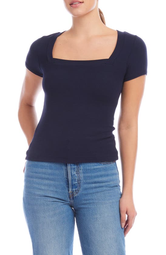 Shop Fifteen Twenty Mindy Square Neck Rib Top In Navy