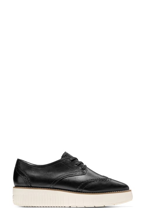 Cole Haan Women's Lace Up Platform Brogue Wingtip Oxford Flats In Black/ivory