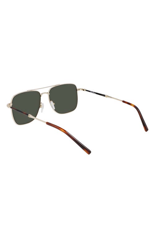 Shop Ferragamo 56mm Rectangle Sunglasses In Gold/tortoise/green