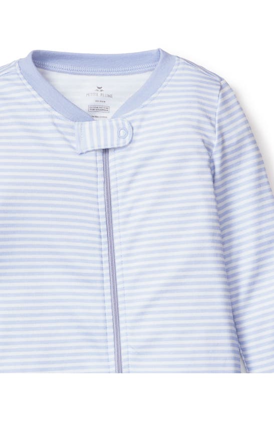 Shop Petite Plume Stripe Pima Cotton Footie In Blue