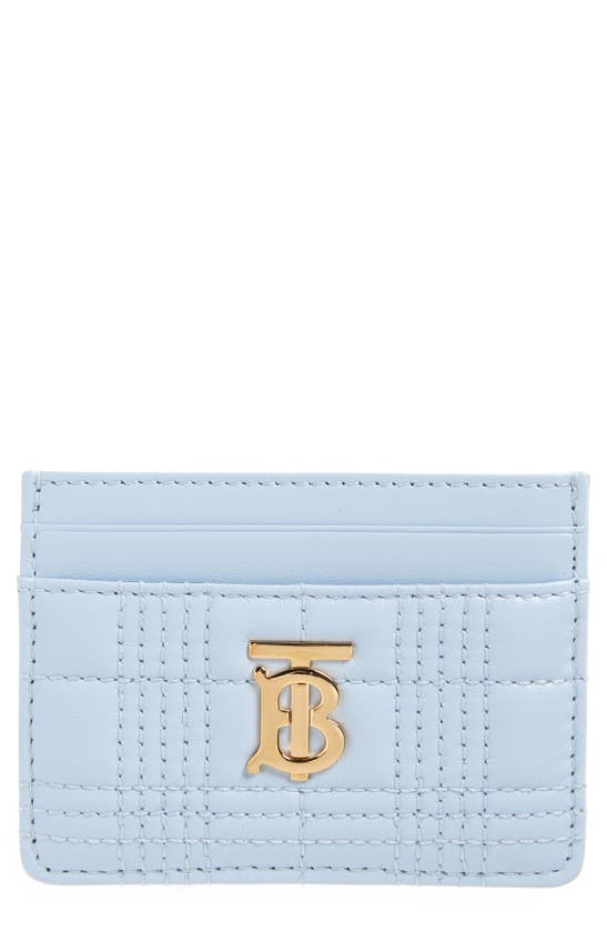Lola Quilted Leather Card Case In Pale Blue