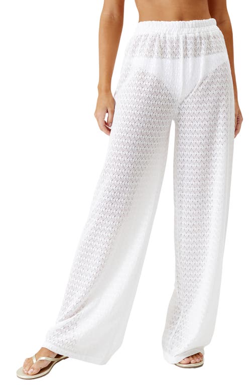 Sienna Open Knit Wide Leg Cover-Up Pants in White