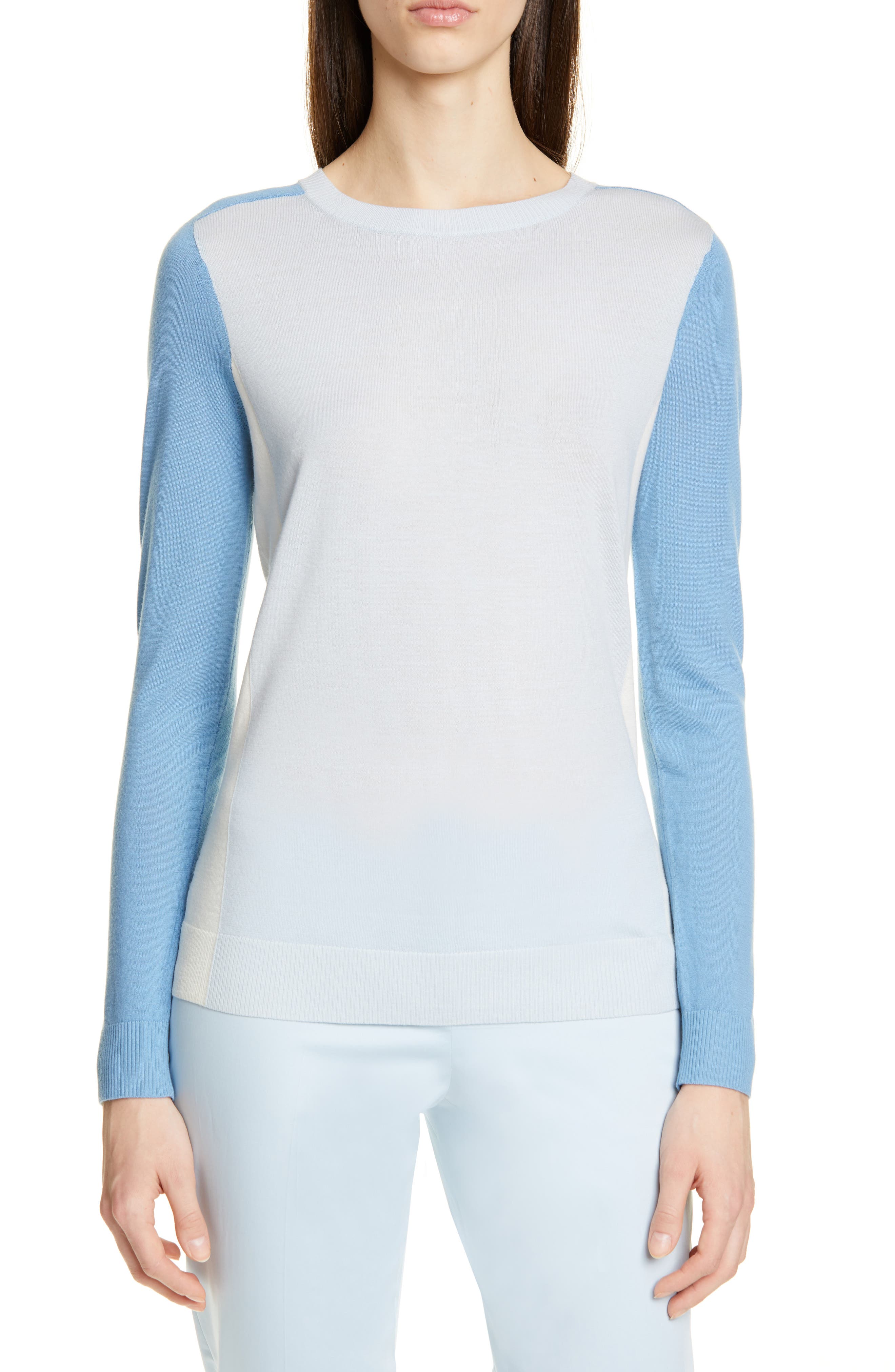 Boss Fara Colorblock Wool Sweater, Blue