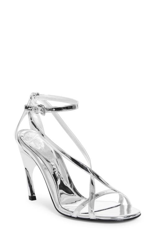 Alexander McQueen Twisted Ankle Strap Sandal Silver at Nordstrom,