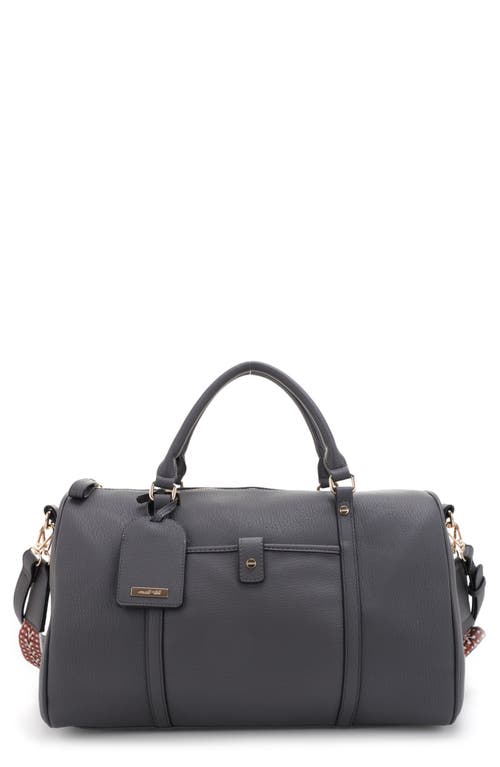 Mali + Lili Jamie Vegan Leather Double Strap Duffle Bag in Charcoal