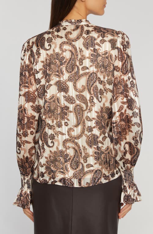 Shop Elie Tahari The Jayla Metallic Ruffle Top In Mystical Paisley