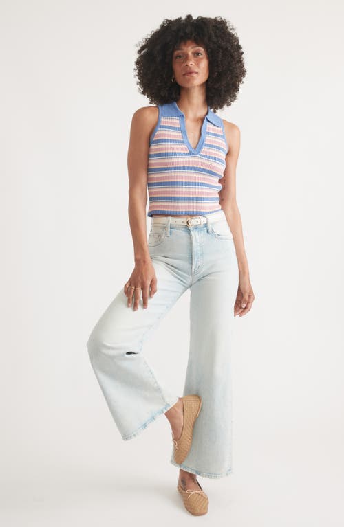MARINE LAYER MARINE LAYER AMELIA STRIPE SLEEVELESS JOHNNY COLLAR RIB CROP POLO 